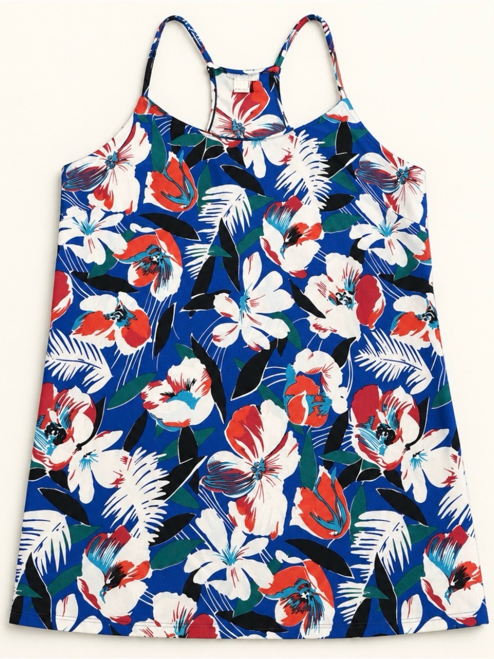 J Crew Blue Floral Tank One-Piece Swimsuit
